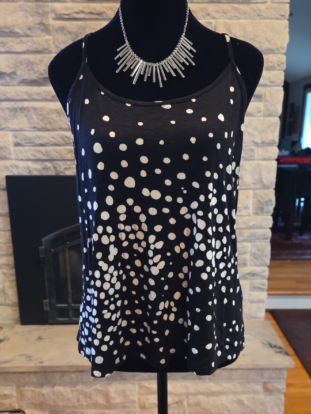 $12 SALE! VENUS Black & White Polka Dot Crisscross Back Tank/Cami. Size Small